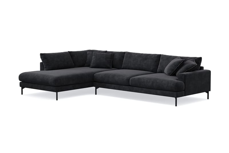 Menard Premium 5-sits Vänstervänd L-formad Djup Schäslongsoffa i Chenille - Svartt - Möbler - Vardagsrum - Soffor - Divansoffa & schäslong
