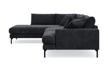 Menard Premium 5-sits Vänstervänd L-formad Djup Schäslongsoffa i Chenille - Svartt - Möbler - Vardagsrum - Soffor - Divansoffa & schäslong