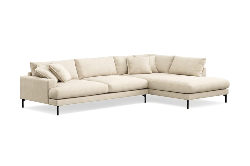 Menard Premium 5-sits Högervänd L-formad Djup Schäslongsoffa i Chenille - Beige - Möbler - Vardagsrum - Soffor - Divansoffa & schäslong