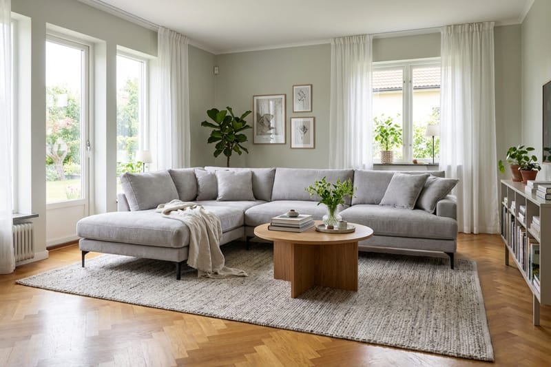 Menard Premium 5-sits Vänstervänd L-formad Djup Schäslongsoffa i Chenille - Grå - Möbler - Vardagsrum - Soffor - Divansoffa & schäslong