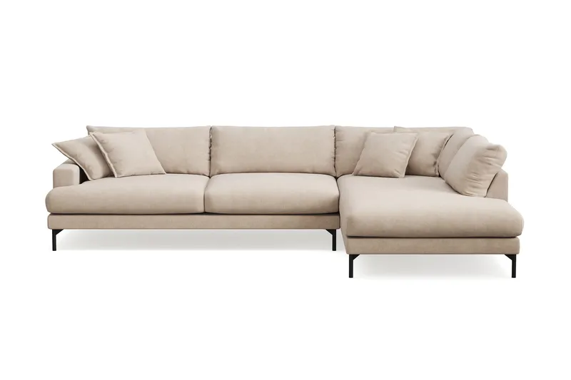 Menard Premium 5-sits Högervänd L-formad Djup Schäslongsoffa i Tyg, Beige