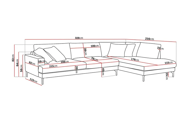 Menard Premium 5-sits Högervänd L-formad Djup Schäslongsoffa i Chenille - Ljusbeige - Möbler - Vardagsrum - Soffor - Divansoffa & schäslong