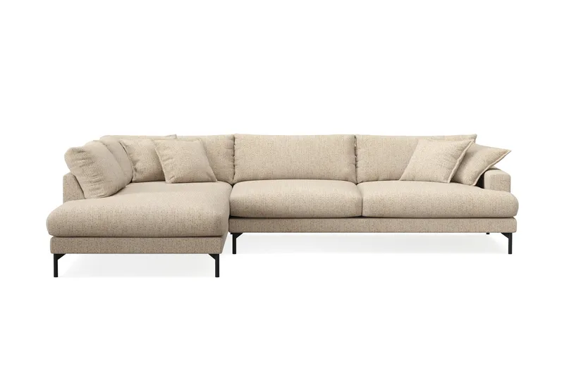 Menard Premium 5-sits Vänstervänd L-formad Djup Schäslongsoffa i Chenille - Beige - Möbler - Vardagsrum - Soffor - Divansoffa & schäslong