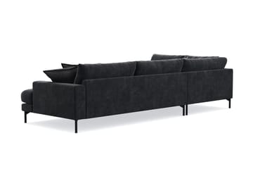 Menard Premium 5-sits Vänstervänd L-formad Djup Schäslongsoffa i Chenille - Svartt - Möbler - Vardagsrum - Soffor - Divansoffa & schäslong