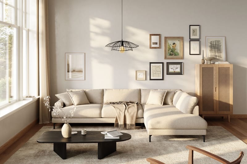 Menard Premium 5-sits Högervänd L-formad Djup Schäslongsoffa i Bouclé - Ljusbeige - Möbler - Vardagsrum - Soffor - Divansoffa & schäslong