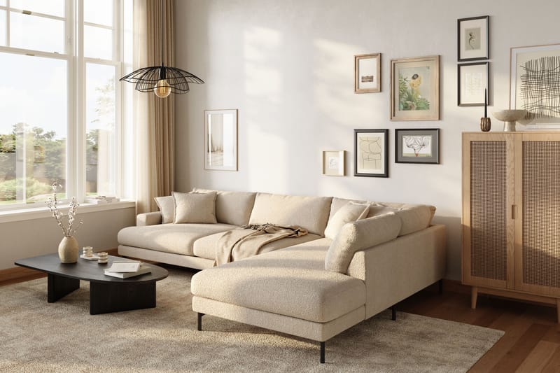 Menard Premium 5-sits Högervänd L-formad Djup Schäslongsoffa i Bouclé - Ljusbeige - Möbler - Vardagsrum - Soffor - Divansoffa & schäslong