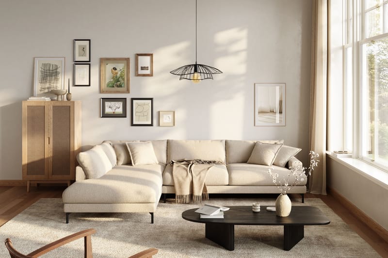 Menard Premium 5-sits Vänstervänd L-formad Djup Schäslongsoffa i Bouclé - Ljusbeige - Möbler - Vardagsrum - Soffor - Divansoffa & schäslong
