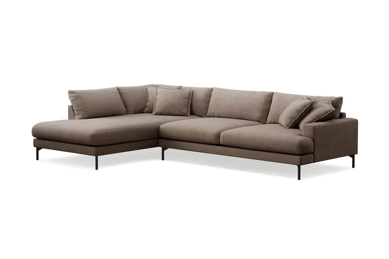 Menard Premium 5-sits Vänstervänd L-formad Djup Schäslongsoffa i Tyg - Brun - Möbler - Vardagsrum - Soffor - Divansoffa & schäslong