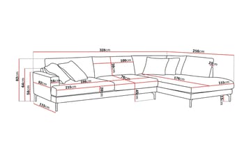 Menard Premium 5-sits Högervänd L-formad Djup Schäslongsoffa i Chenille - Grå/Blå - Möbler - Vardagsrum - Soffor - Divansoffa & schäslong