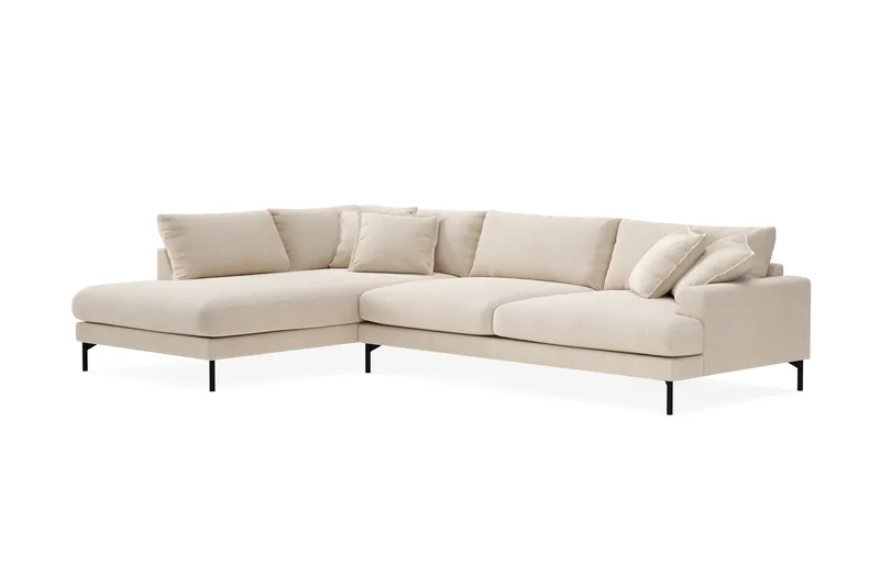 Menard Premium 5-sits Vänstervänd L-formad Djup Schäslongsoffa i Chenille - Ljusbeige - Möbler - Vardagsrum - Soffor - Divansoffa & schäslong