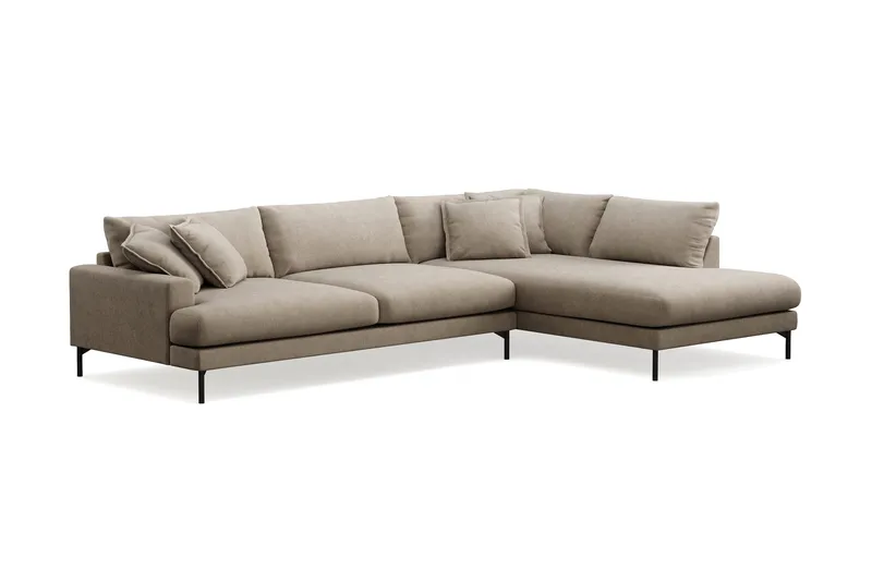 Menard Premium 5-sits Högervänd L-formad Djup Schäslongsoffa i Tyg - Brun - Möbler - Vardagsrum - Soffor - Divansoffa & schäslong