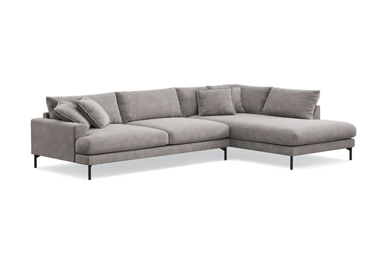 Menard Premium 5-sits Högervänd L-formad Djup Schäslongsoffa i Chenille - Grå/Brun - Möbler - Vardagsrum - Soffor - Divansoffa & schäslong