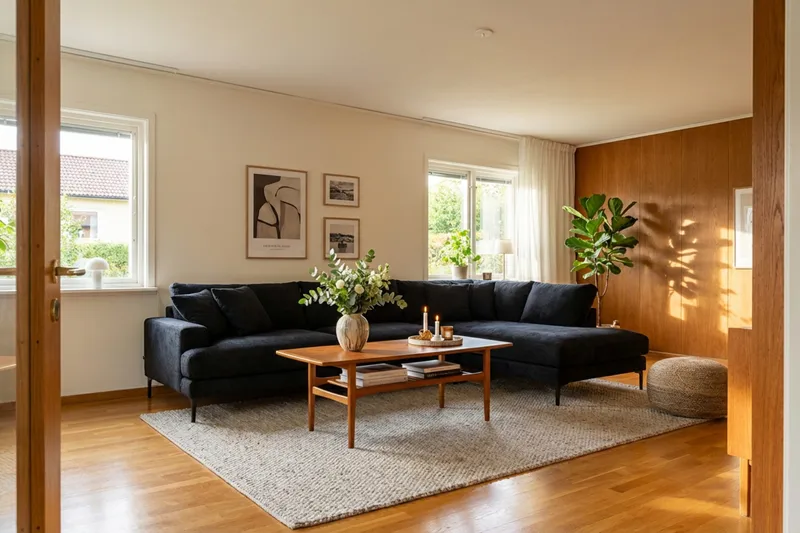 Menard Premium 5-sits Högervänd L-formad Djup Schäslongsoffa i Chenille - Svartt - Möbler - Vardagsrum - Soffor - Divansoffa & schäslong