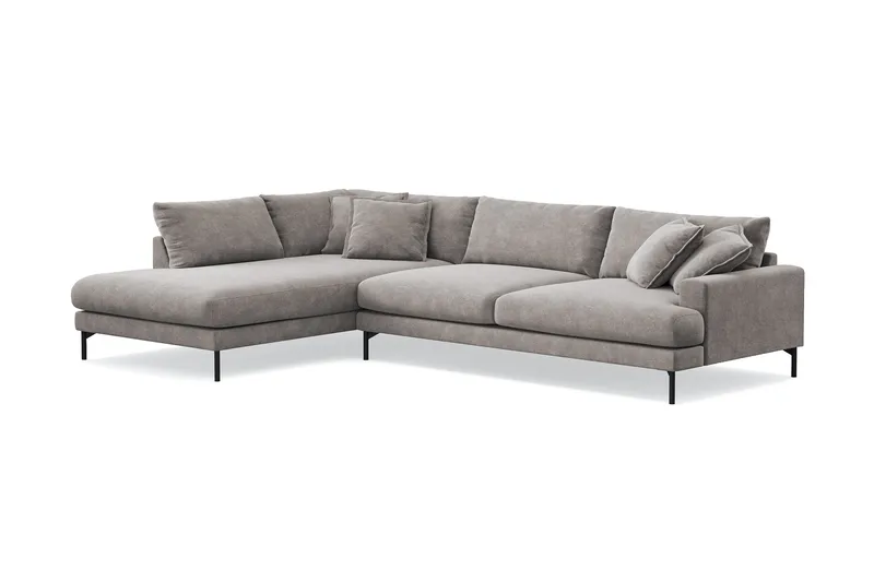 Menard Premium 5-sits Vänstervänd L-formad Djup Schäslongsoffa i Chenille - Grå/Brun - Möbler - Vardagsrum - Soffor - Divansoffa & schäslong