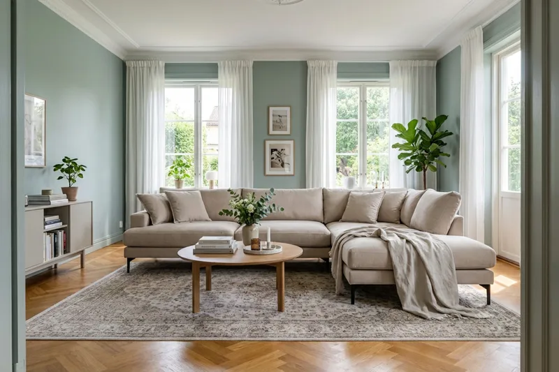 Menard Premium 5-sits Högervänd L-formad Djup Schäslongsoffa i Tyg - Beige - Möbler - Vardagsrum - Soffor - Divansoffa & schäslong