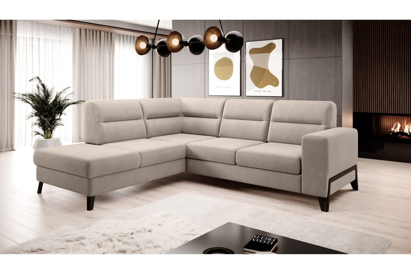 Mikuru Soffa m. Schäslong 4-sits Beige - Divansoffa & schäslong - Sammetssoffor