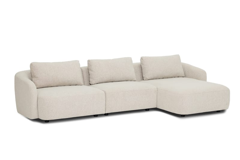 Milano 5-sits Rundad Högervänd L-soffa med Låg Rygg i Beige Boucle - Möbler - Vardagsrum - Soffor - Divansoffa & schäslong