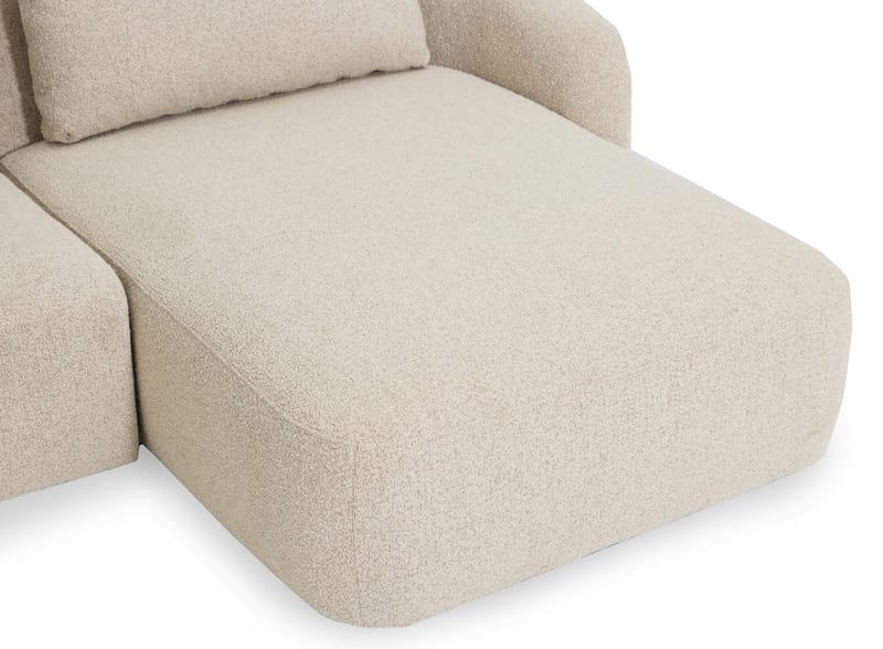 Milano 5-sits Rundad Högervänd L-soffa med Låg Rygg i Beige Boucle - Möbler - Vardagsrum - Soffor - Divansoffa & schäslong