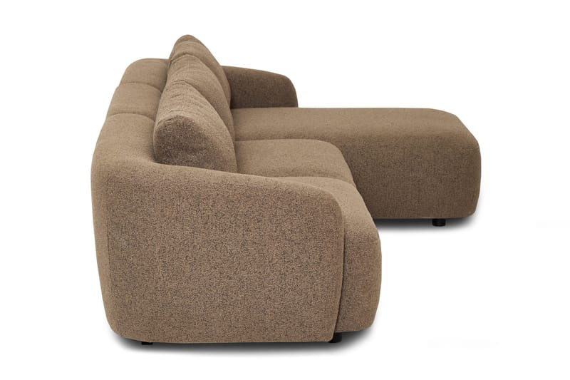 Milano 5-sits Rundad Högervänd L-soffa med Låg Rygg i Brun Boucle - Möbler - Vardagsrum - Soffor - Divansoffa & schäslong