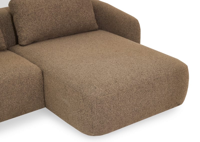 Milano 5-sits Rundad Högervänd L-soffa med Låg Rygg i Brun Boucle - Möbler - Vardagsrum - Soffor - Divansoffa & schäslong
