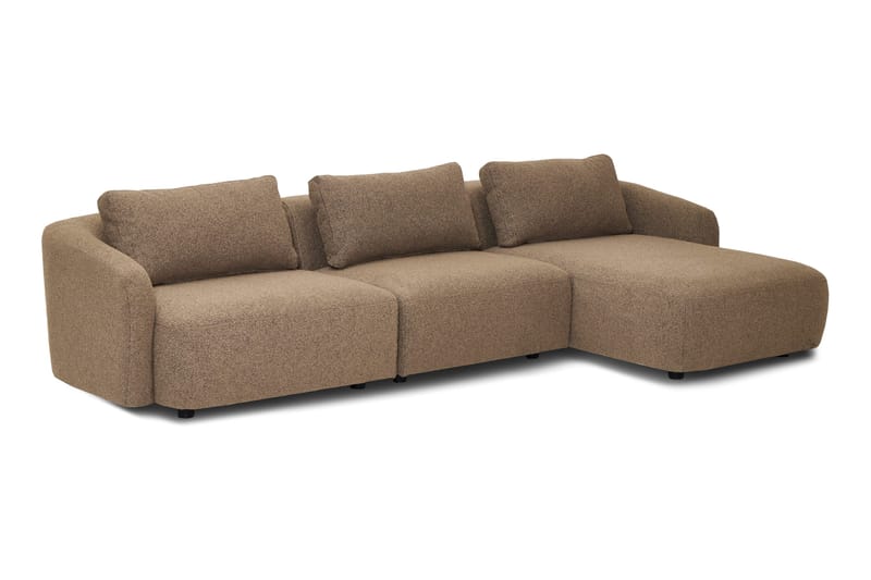 Milano 5-sits Rundad Högervänd L-soffa med Låg Rygg i Brun Boucle - Möbler - Vardagsrum - Soffor - Divansoffa & schäslong