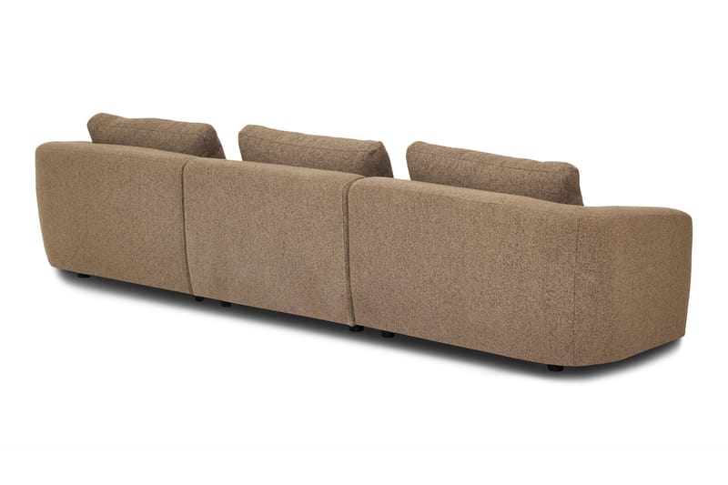 Milano 5-sits Rundad Högervänd L-soffa med Låg Rygg i Brun Boucle - Möbler - Vardagsrum - Soffor - Divansoffa & schäslong