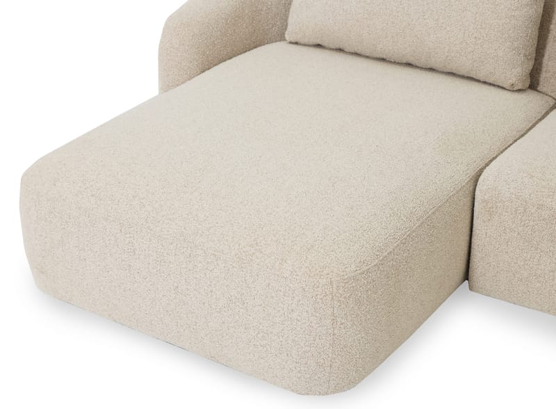 Milano 5-sits Rundad Vänstervänd L-soffa med Låg Rygg i Beige Boucle - Beige - Möbler - Vardagsrum - Soffor - Divansoffa & schäslong