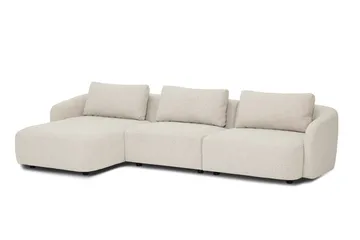 Milano 5-sits Rundad Vänstervänd L-soffa med Låg Rygg i Beige Boucle - Beige - Möbler - Vardagsrum - Soffor - Divansoffa & schäslong