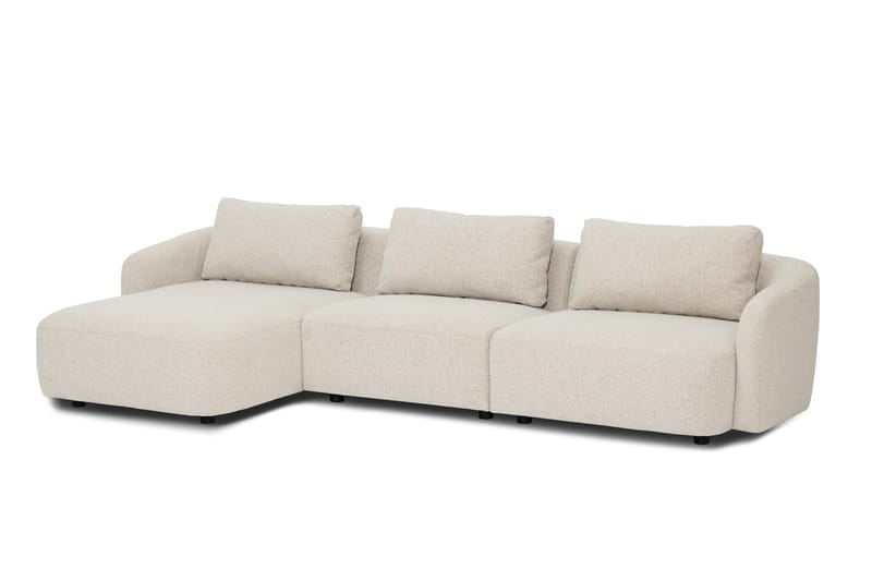 Milano 5-sits Rundad Vänstervänd L-soffa med Låg Rygg i Beige Boucle - Beige - Möbler - Vardagsrum - Soffor - Divansoffa & schäslong