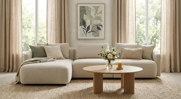 Milano 5-sits Rundad Vänstervänd L-soffa med Låg Rygg i Beige Boucle - Beige - Möbler - Vardagsrum - Soffor - Divansoffa & schäslong