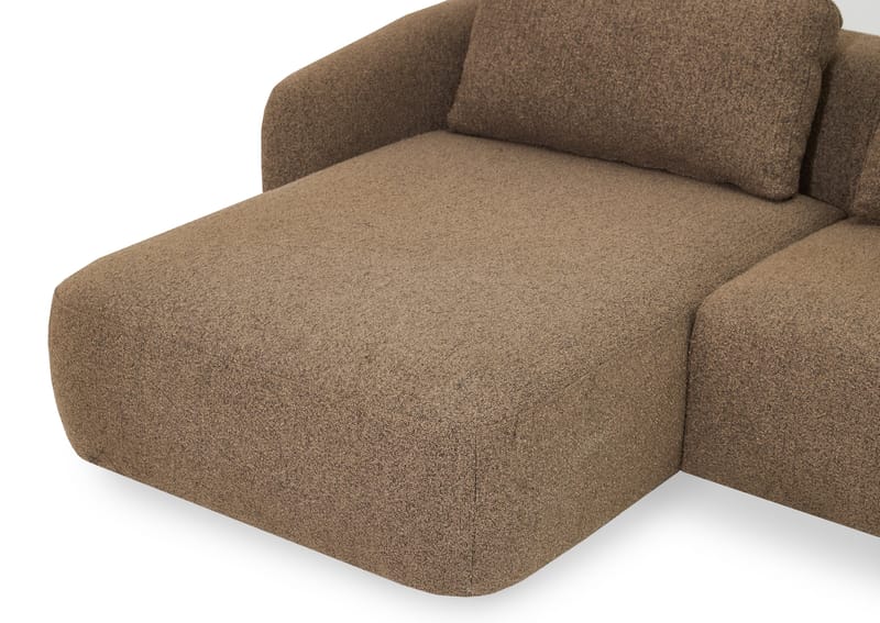 Milano 5-sits Rundad Vänstervänd L-soffa med Låg Rygg i Brun Boucle - Möbler - Vardagsrum - Soffor - Divansoffa & schäslong
