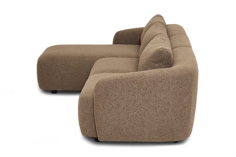Milano 5-sits Rundad Vänstervänd L-soffa med Låg Rygg i Brun Boucle - Möbler - Vardagsrum - Soffor - Divansoffa & schäslong