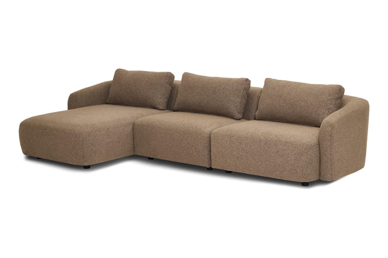 Milano 5-sits Rundad Vänstervänd L-soffa med Låg Rygg i Brun Boucle - Möbler - Vardagsrum - Soffor - Divansoffa & schäslong