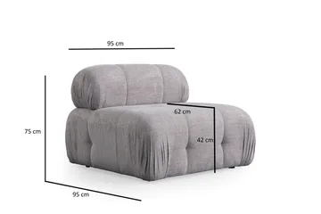 Belgin Mittmodul / Fåtölj 95 cm med fast ryggstöd - Ljusgrå - Möbler - Vardagsrum - Soffor - Modulsoffor - Mittmodul