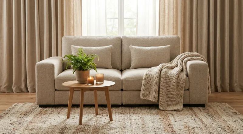 Dubai 2-sits soffa Extra Djup i Chenille - Beige - Möbler - Vardagsrum - Soffor - Modulsoffor - Komplett modulsoffa
