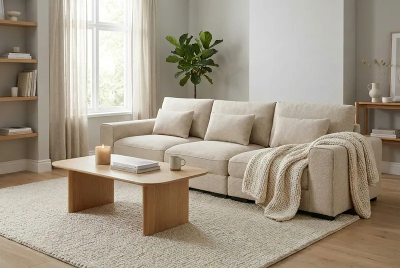 Dubai 3-sits soffa Extra Djup i Chenille - Beige - Möbler - Vardagsrum - Soffor - Modulsoffor - Komplett modulsoffa