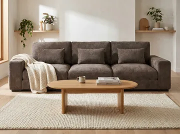 Dubai 3-sits soffa Extra Djup i Chenille - Mörkbrun - Möbler - Vardagsrum - Soffor - Modulsoffor - Komplett modulsoffa