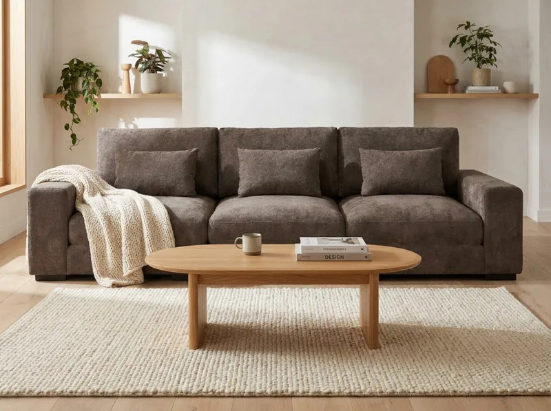 Dubai 3-sits soffa Extra Djup i Chenille - Mörkbrun - Möbler - Vardagsrum - Soffor - Modulsoffor - Komplett modulsoffa
