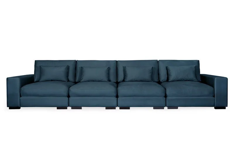 Dubai 4-sits soffa sammet Extra Djup, Blå