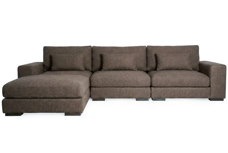 Dubai Extra djup 4-sits Modulsoffa med divan höger i tyg vändbar Extra Djup, Beige