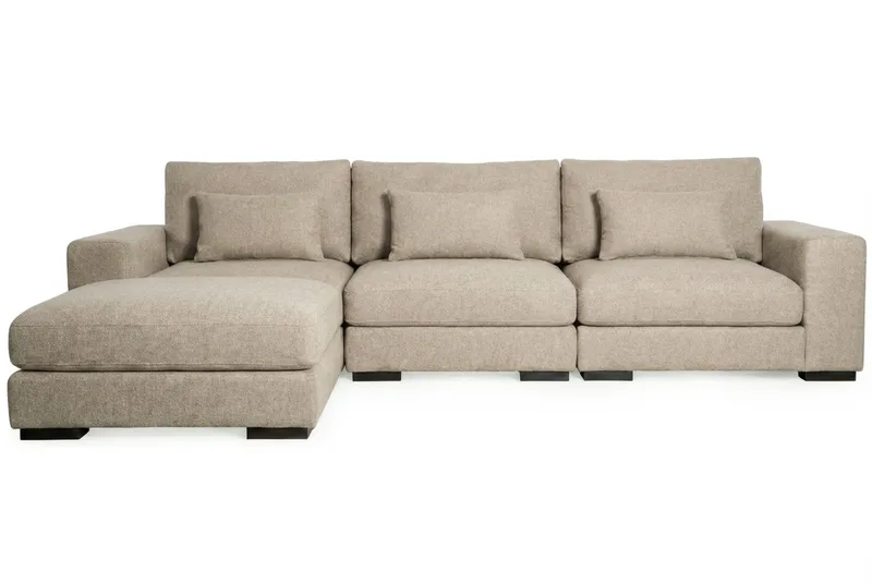 Dubai Extra djup 4-sits Modulsoffa med divan höger i tyg vändbar Extra Djup, Brun