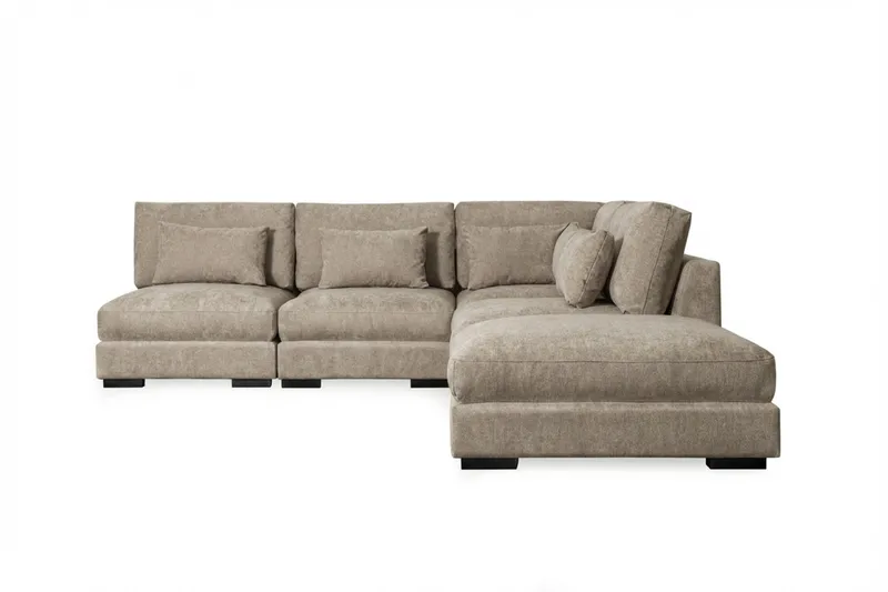 Dubai Schäslongsoffa Vänster Extra Djup i Chenille, Brun
