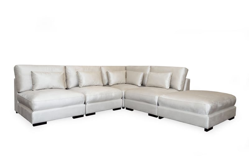 Dubai Schäslongsoffa Vänster Sammet - Vit - Möbler - Vardagsrum - Soffor - Modulsoffor - Komplett modulsoffa