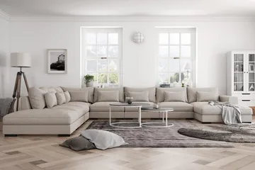 Dubai Stor U-modulsoffa Byggbar med Divan Höger Extra Djup - Ljus / Beige - Möbler - Vardagsrum - Soffor - Modulsoffor - Komplett modulsoffa
