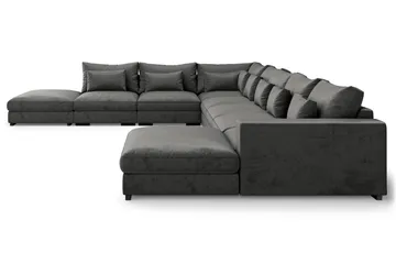 Dubai Stor U-modulsoffa Large med Divan Höger Sammet Extra Djup - Mörkgrå - Möbler - Vardagsrum - Soffor - Modulsoffor - Komplett modulsoffa