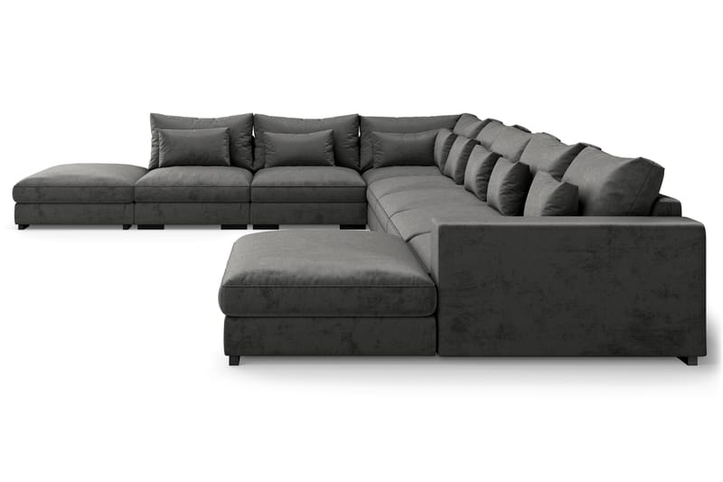 Dubai Stor U-modulsoffa Large med Divan Höger Sammet Extra Djup - Mörkgrå - Möbler - Vardagsrum - Soffor - Modulsoffor - Komplett modulsoffa