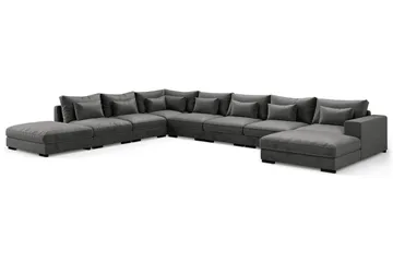 Dubai Stor U-modulsoffa Large med Divan Höger Sammet Extra Djup - Mörkgrå - M öbler - Vardagsrum - Soffor - Modulsoffor - Komplett modulsoffa
