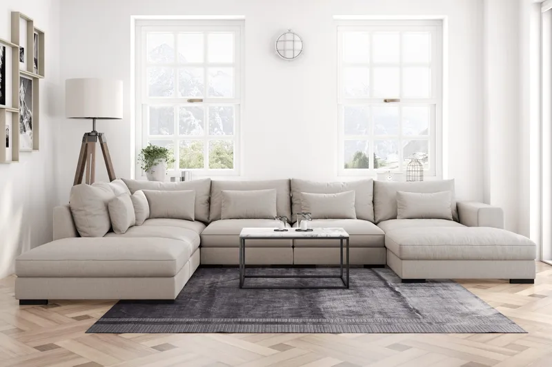 Dubai Stor U-modulsoffa med Divan Höger 432 cm Extra Djup - Beige - Möbler - Vardagsrum - Soffor - Modulsoffor - Komplett modulsoffa