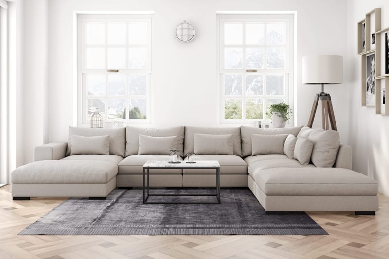 Dubai Stor U-modulsoffa med Divan Vänster 432 cm Extra Djup - Beige - Möbler - Vardagsrum - Soffor - Modulsoffor - Komplett modulsoffa