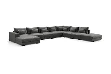 Dubai Stor U-modulsoffa med Divan Vänster Sammet 527 cm Extra Djup - Mörkgrå - Möbler - Vardagsrum - Soffor - Modulsoffor - Komplett modulsoffa